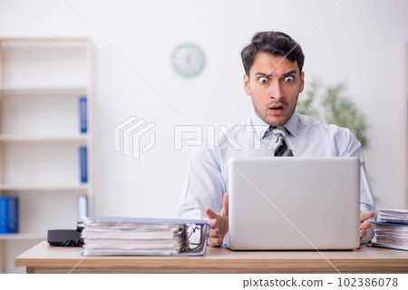 Young male employee working in the office Young male employee working in the office 102386078