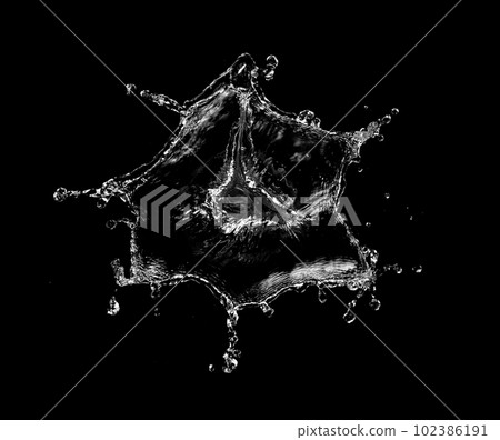 Water splash isolated on black background 102386191