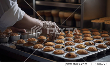 Delicious freshly baked muffin on the table Delicious freshly baked muffin on the table 102386275