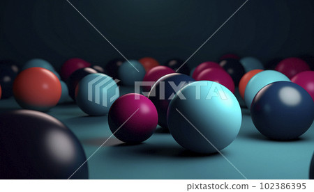 Background with a scattering of 3d balls on a plane Background with a scattering of 3d balls on a plane 102386395
