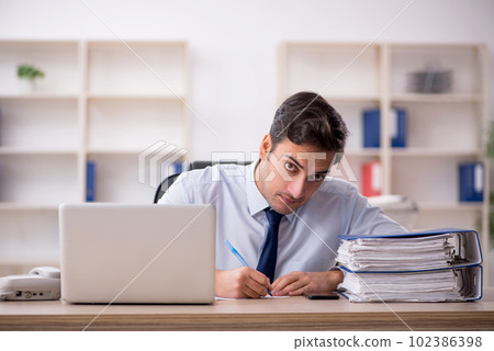 Young male employee working in the office Young male employee working in the office 102386398