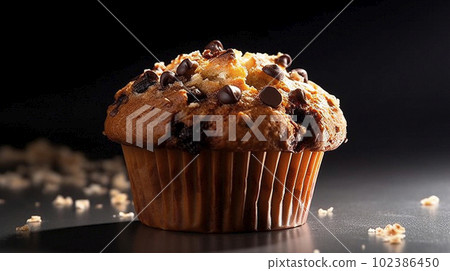 Delicious freshly baked muffin on the table 102386450