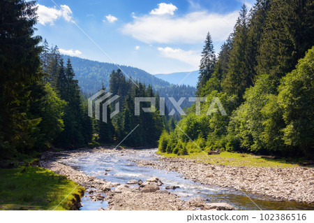 rural landscape with mountain river. drought in summer. ecology disaster rural landscape with mountain river. drought in summer. ecology disaster 102386516