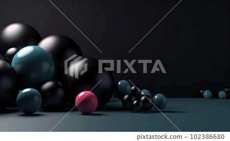 Background with a scattering of 3d balls on a plane 102386680