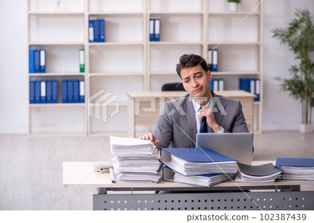 Young male employee working in the office 102387439