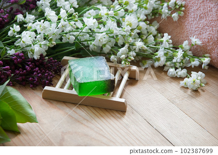 Homemade soap on the table 102387699