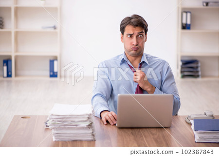 Young male employee working in the office 102387843