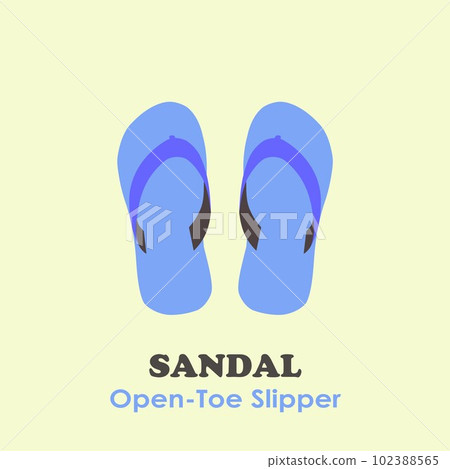 sandal or open-toe slipper on yellow background flat vector illustrations sandal or open-toe slipper on yellow background flat vector illustrations 102388565