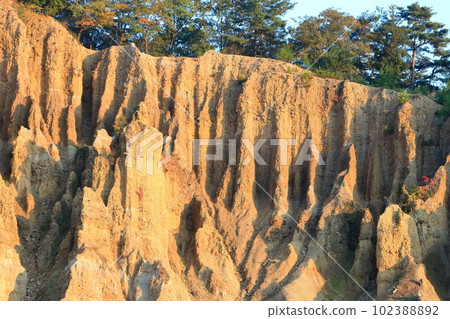 [Tokushima Prefecture] Awa's earthen pillars at dusk (the world's three largest earthen pillars, a national natural monument) 102388892
