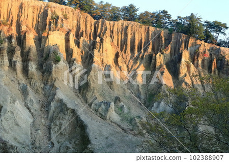 [Tokushima Prefecture] Awa's earthen pillars at dusk (the world's three largest earthen pillars, a national natural monument) 102388907