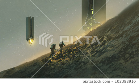 the futuristic security inspection drone 102388910