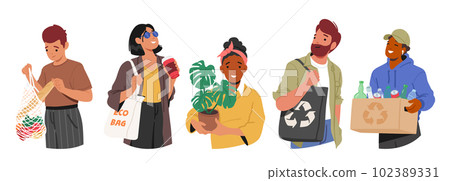 Characters Living Green, Minimizing Waste, Using Renewable Resources, And Adopting Sustainable Practices 102389331