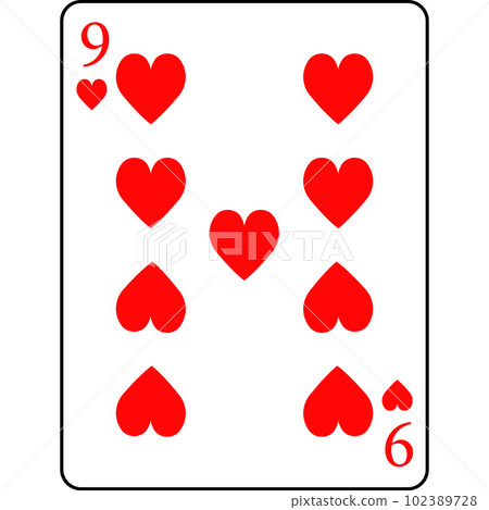 Hearts nine. A deck of poker cards. 102389728