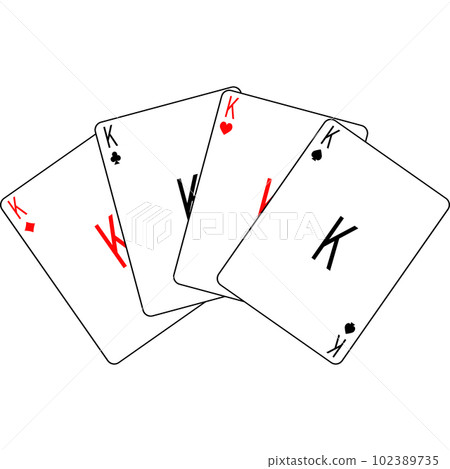King cards of different suits are spread out in a fan. King cards of different suits are spread out in a fan. 102389735