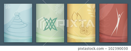 Editable Set template poster banner -spa - beauty - holistic - welfare with logo or sign symbols. Invitation or presentation corporate. Layout brochure leaflet or flyer. Copy space 102390030