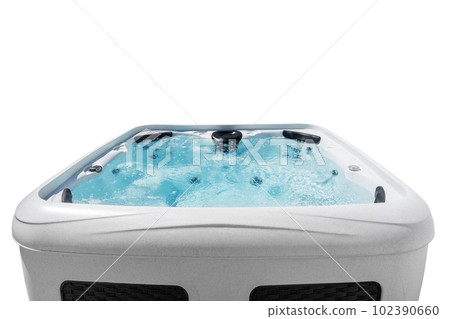 Bath hot tub jacuzzi on an isolated white background close-up. 102390660