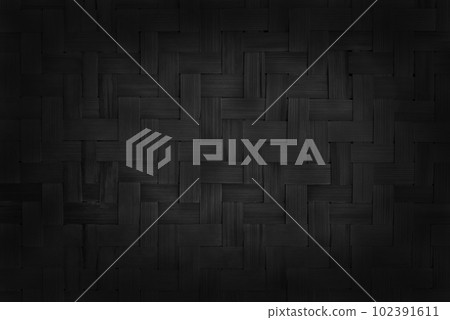 Black weave bamboo pattern, woven rattan mat texture for background and design art work. Black weave bamboo pattern, woven rattan mat texture for background and design art work. 102391611