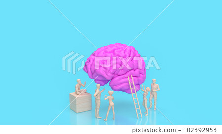 Pink Brain and human figure for sci or creative concept 3d rendering 102392953