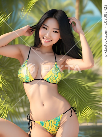 Woman smiling in a swimsuit 102393422