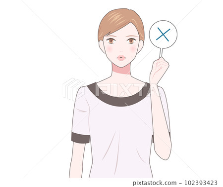 Illustration of a woman with a cross mark Esthetician 102393423