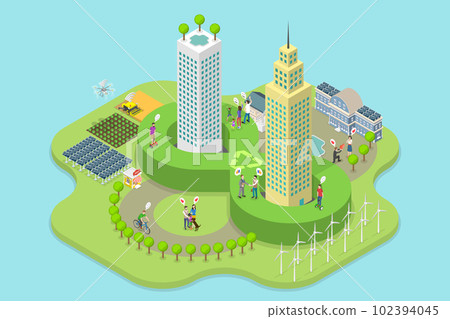 3D Isometric Flat Vector Conceptual Illustration of Green City 3D Isometric Flat Vector Conceptual Illustration of Green City 102394045