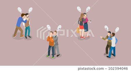 3D Isometric Flat Vector Set of Gossips 3D Isometric Flat Vector Set of Gossips 102394046