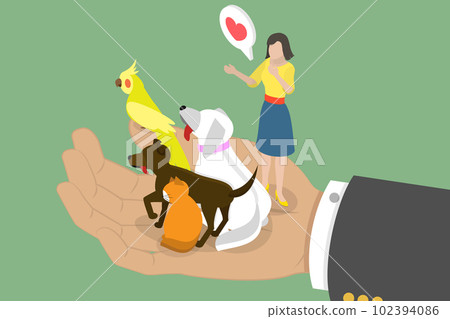 3D Isometric Flat Vector Conceptual Illustration of Pets Insurance 102394086