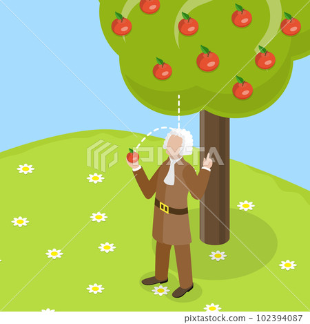 3D Isometric Flat Vector Conceptual Illustration of Isaac Newton 102394087