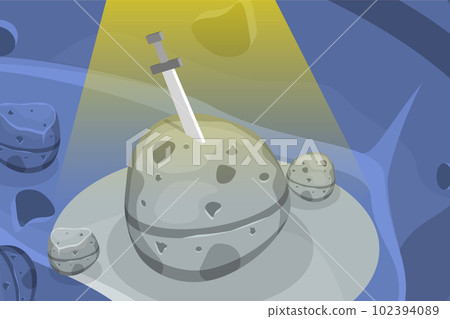 3D Isometric Flat Vector Conceptual Illustration of Excalibur Sword 102394089