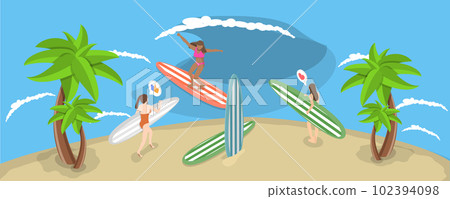 3D Isometric Flat Vector Conceptual Illustration of Surfer Girls 3D Isometric Flat Vector Conceptual Illustration of Surfer Girls 102394098