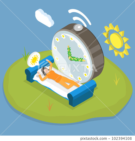 3D Isometric Flat Vector Conceptual Illustration of Spring Clock Changes 3D Isometric Flat Vector Conceptual Illustration of Spring Clock Changes 102394108