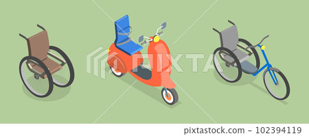 3D Isometric Flat Vector Conceptual Illustration of Accessories For Disabled People 3D Isometric Flat Vector Conceptual Illustration of Accessories For Disabled People 102394119