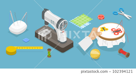 3D Isometric Flat Vector Set of Sewing 3D Isometric Flat Vector Set of Sewing 102394121