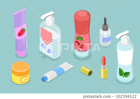 3D Isometric Flat Vector Set of Cosmetics 3D Isometric Flat Vector Set of Cosmetics 102394122