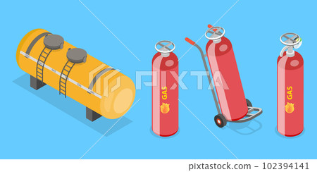 3D Isometric Flat Vector Set of Fuel Metal Reservoirs 102394141