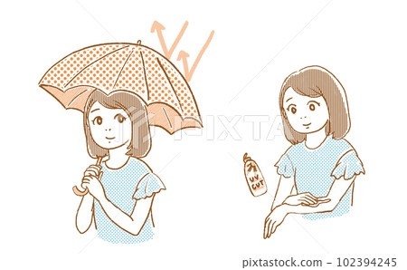 一位採取抗紫外線措施的年輕女性 一位採取抗紫外線措施的年輕女性 102394245