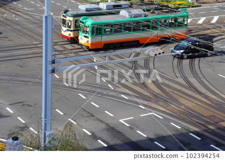 Tram level crossing Diamond Crossing (Kochi City, Kochi Prefecture) Tram level crossing Diamond Crossing (Kochi City, Kochi Prefecture) 102394254