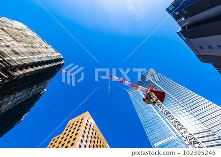 Tokyo redevelopment construction work continues around Toranomon 2023.04 c-2 High saturation contrast Tokyo redevelopment construction work continues around Toranomon 2023.04 c-2 High saturation contrast 102395246