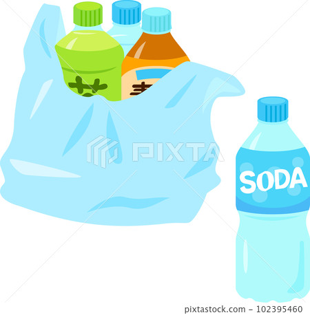 Various plastic bottle drinks in plastic bags 102395460