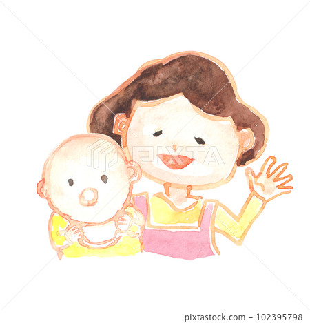 寶寶和媽媽水彩畫的插圖 102395798