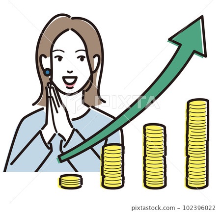 Money operation and a woman who rejoices Money operation and a woman who rejoices 102396022