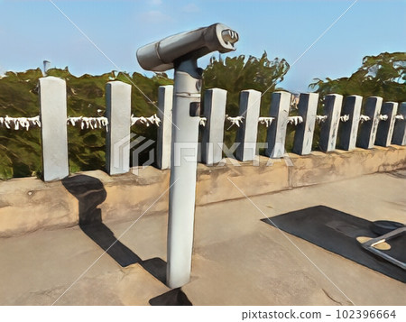 天文台上的老式雙筒望遠鏡 天文台上的老式雙筒望遠鏡 102396664