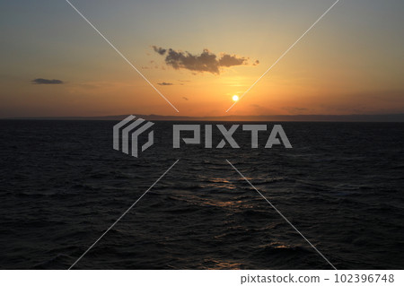 sunset seen from the boat 102396748