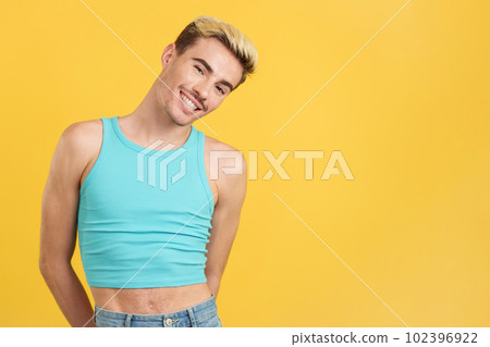 Caucasian handsome gay man smiling at camera 102396922