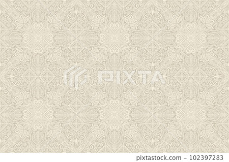 Damask pattern floral pattern beige background 102397283