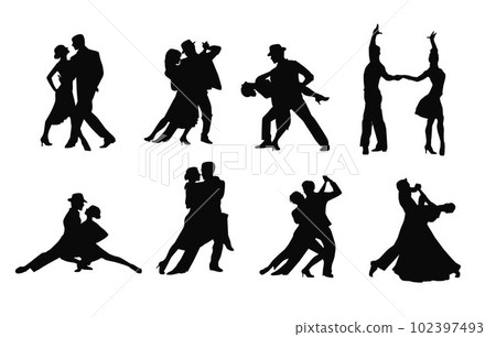 Set of couple dancing silhouette Set of couple dancing silhouette 102397493