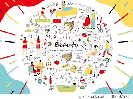 Easy-to-use illustration material collection for women's beauty 102397524