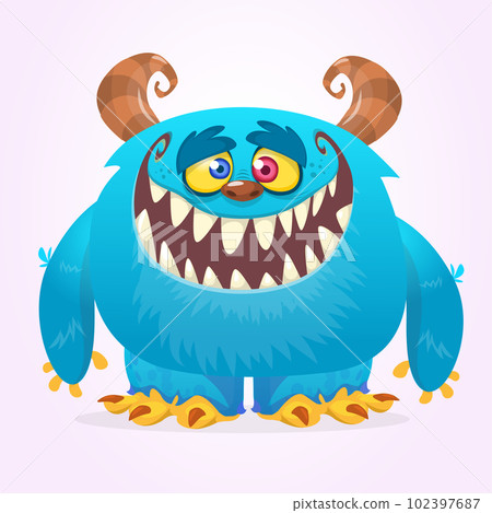 Funny cartoon smiling monster character. Halloween Illustration of happy alien creature. Vector isolated Funny cartoon smiling monster character. Halloween Illustration of happy alien creature. Vector isolated 102397687