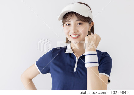 Tennis woman guts pose 102398403