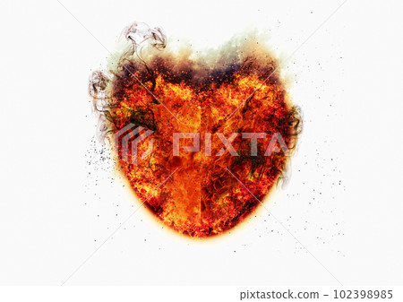 燃燒的心形狀的火焰插圖 燃燒的心形狀的火焰插圖 102398985
